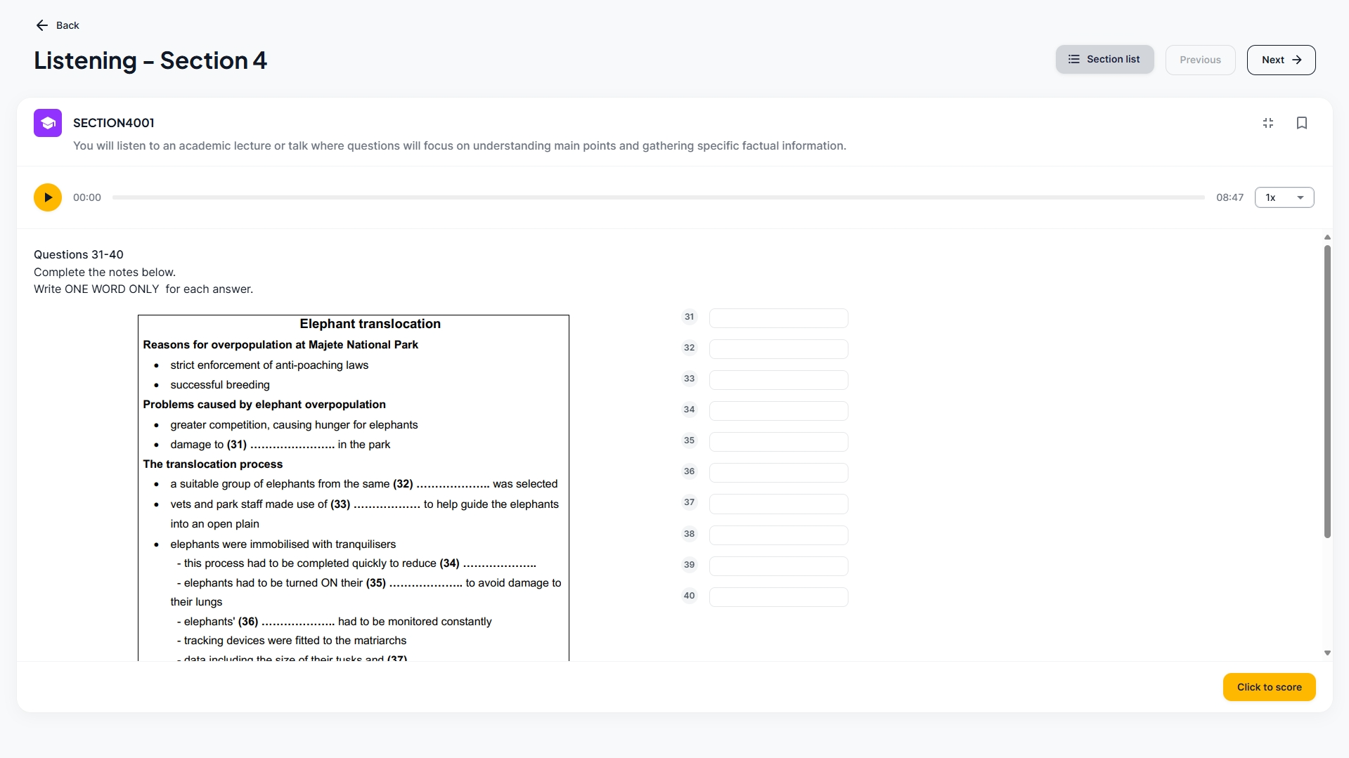 Listening - Section 4 - IELTS Academic